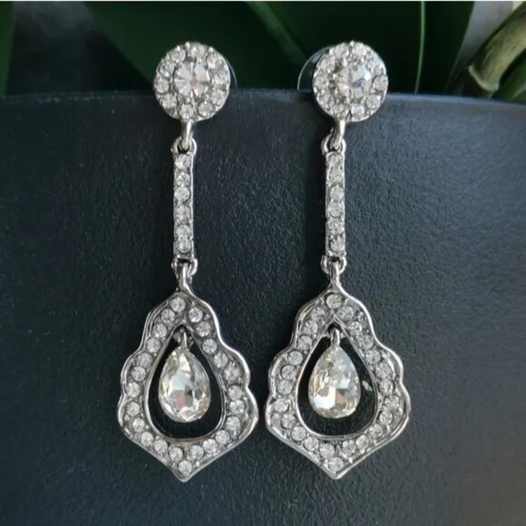 Crystal drop earrings prom wedding chandelier earrings 🆕 - Picture 4 of 4